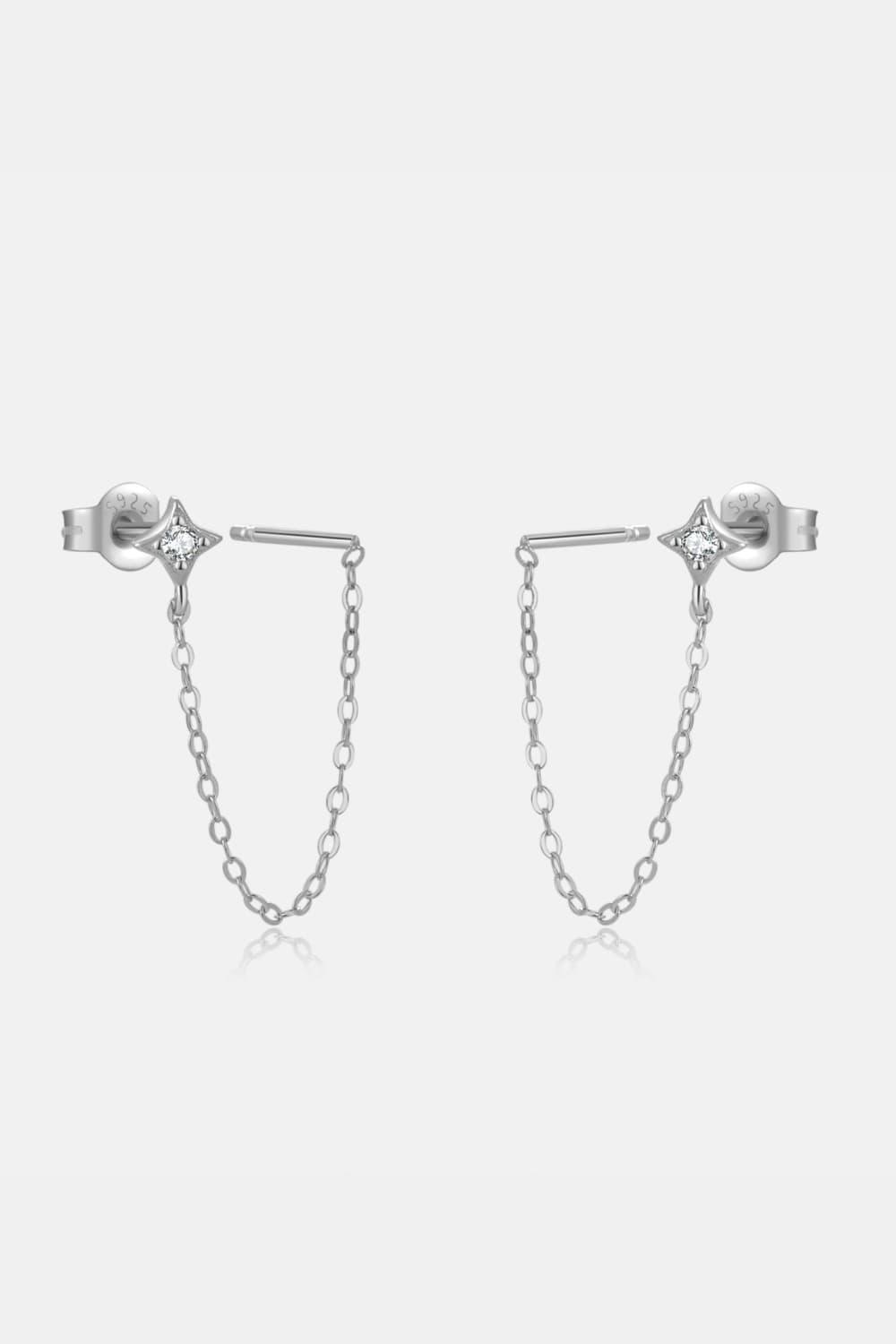 Worthiness Inlaid Zircon Long Chain Stud Earrings - MXSTUDIO.COM