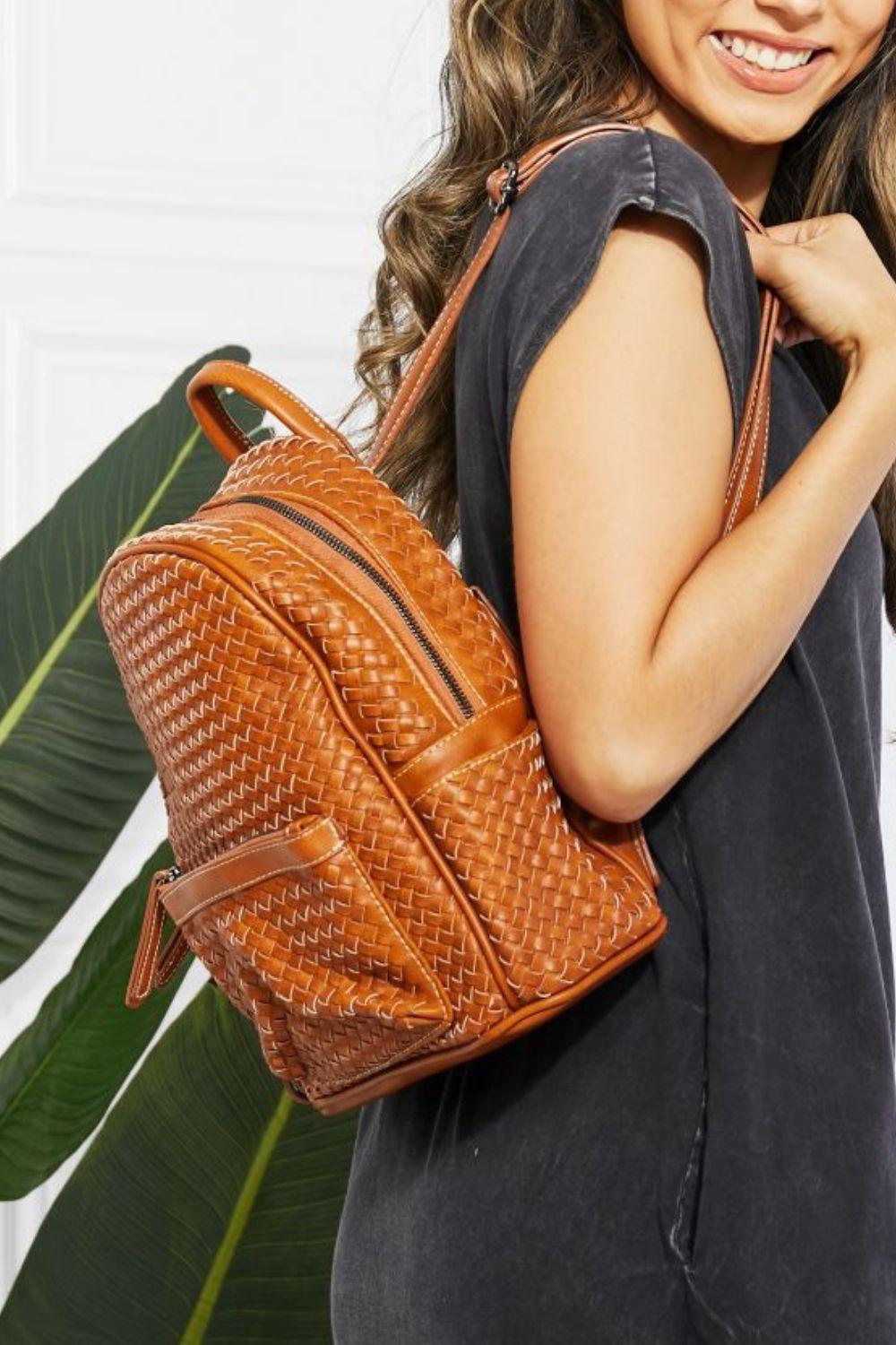 Woven In Style Faux Leather Backpack - MXSTUDIO.COM