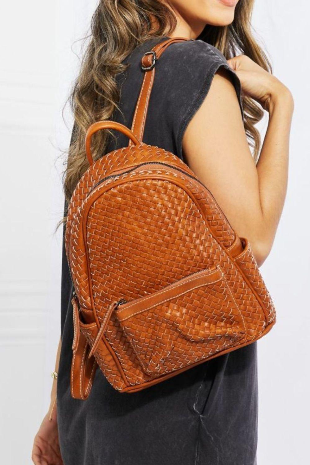 Woven In Style Faux Leather Backpack - MXSTUDIO.COM