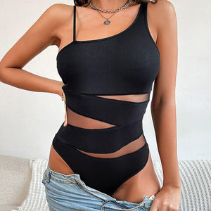 Wow! Black Cutout Sleeveless Bodysuit - MXSTUDIO.COM