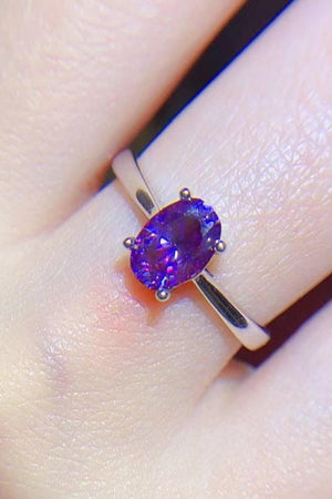 Wow Me Platinum-Plated 1 Carat Purple Moissanite Ring - MXSTUDIO.COM