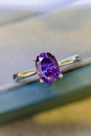 Wow Me Platinum-Plated 1 Carat Purple Moissanite Ring - MXSTUDIO.COM