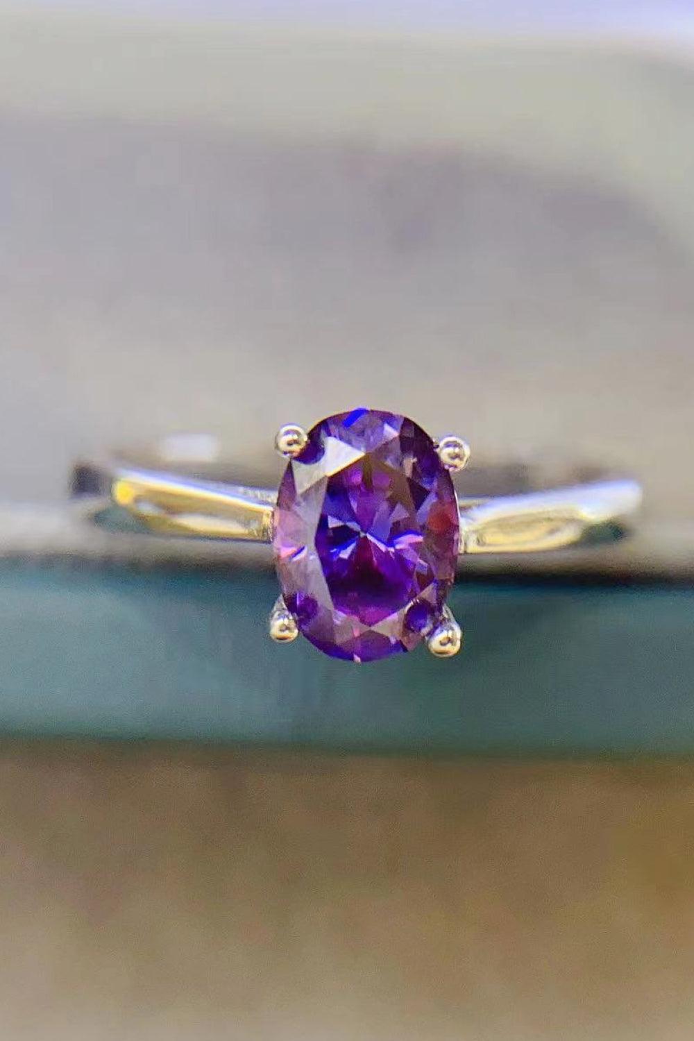 Wow Me Platinum-Plated 1 Carat Purple Moissanite Ring - MXSTUDIO.COM