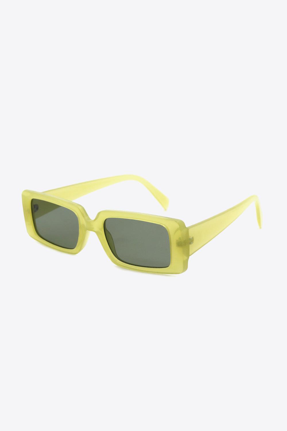 Yellow Green Frame Rectangle Polycarbonate Sunglasses - MXSTUDIO.COM