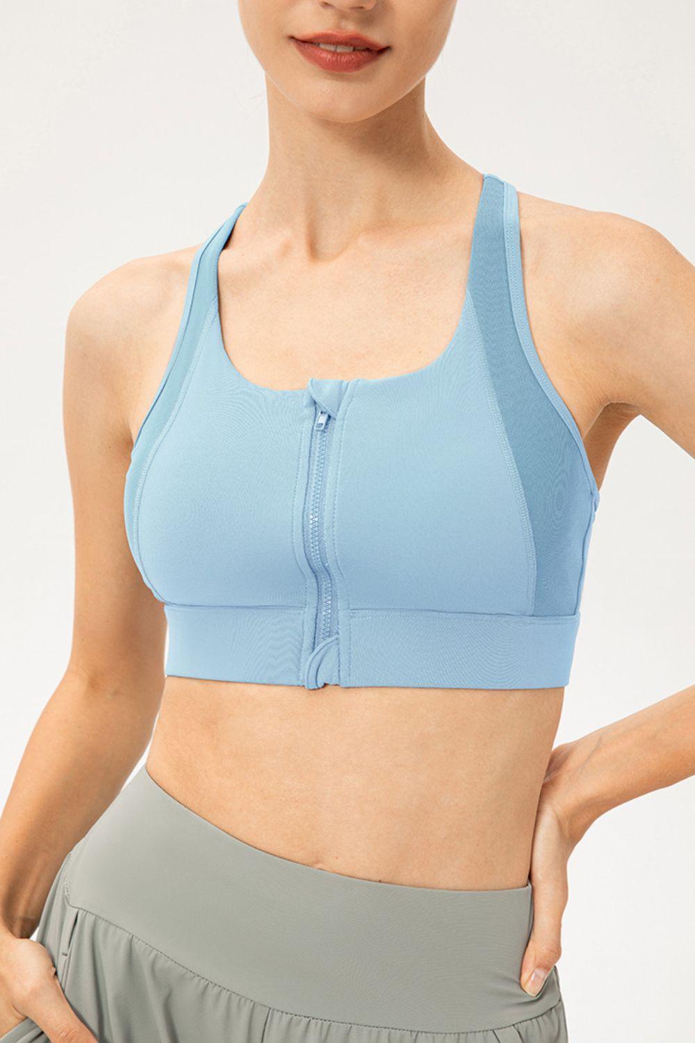 Yoga Icon Racerback Zip Up Sports Bra - MXSTUDIO.COM