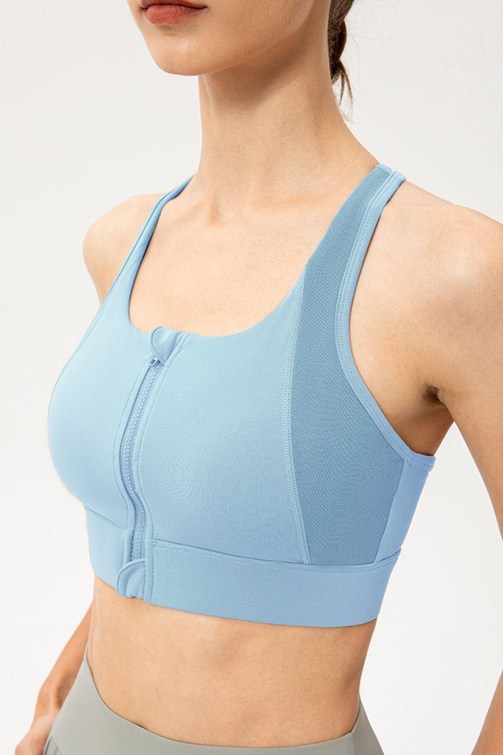 Yoga Icon Racerback Zip Up Sports Bra - MXSTUDIO.COM