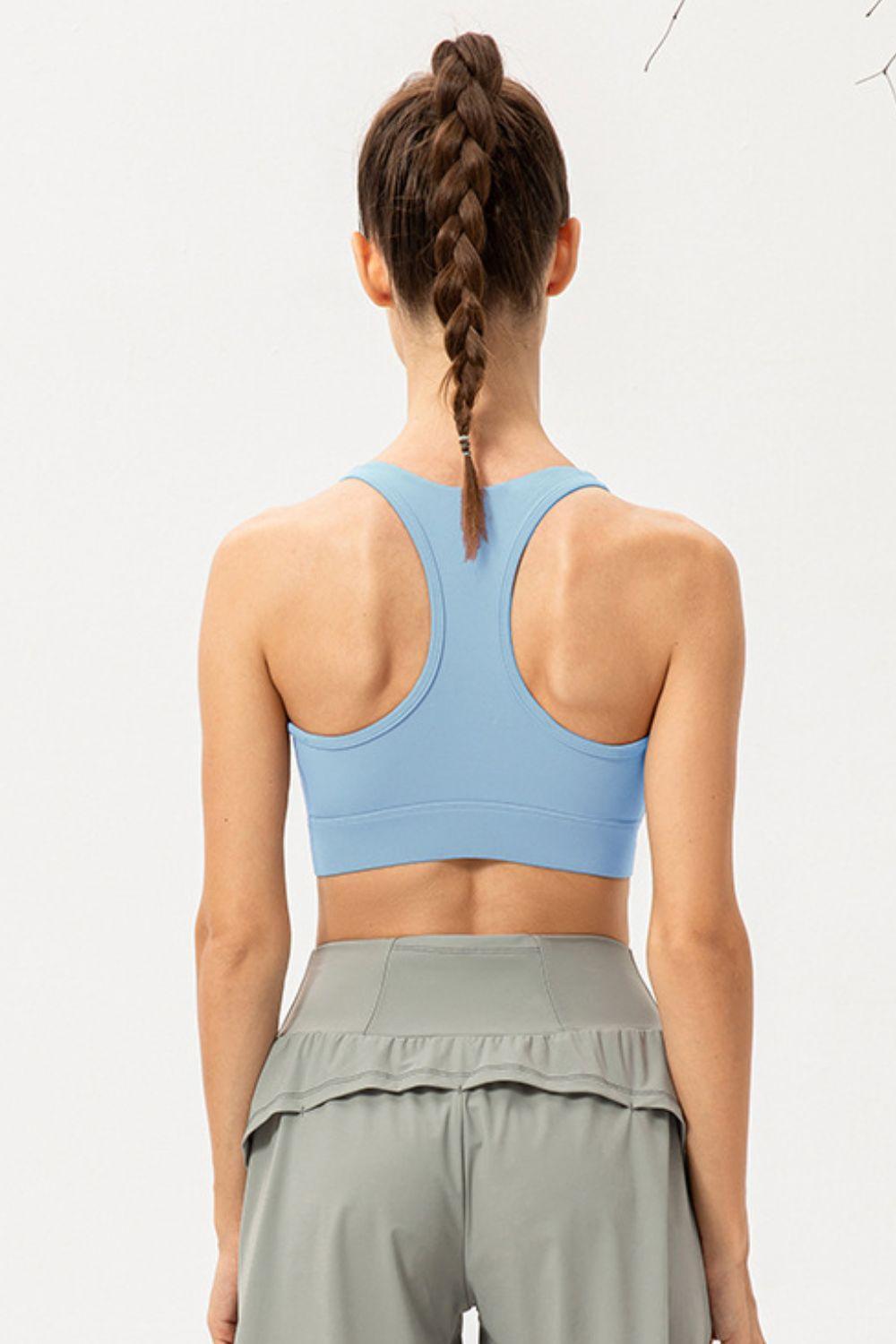 Yoga Icon Racerback Zip Up Sports Bra - MXSTUDIO.COM