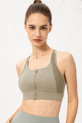 Yoga Icon Racerback Zip Up Sports Bra - MXSTUDIO.COM