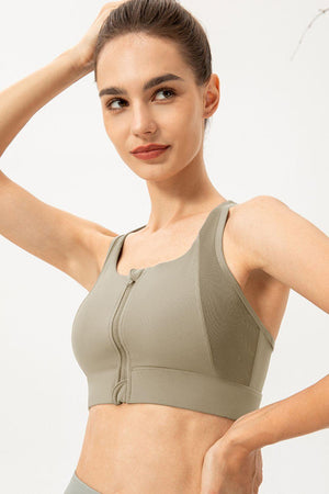 Yoga Icon Racerback Zip Up Sports Bra - MXSTUDIO.COM