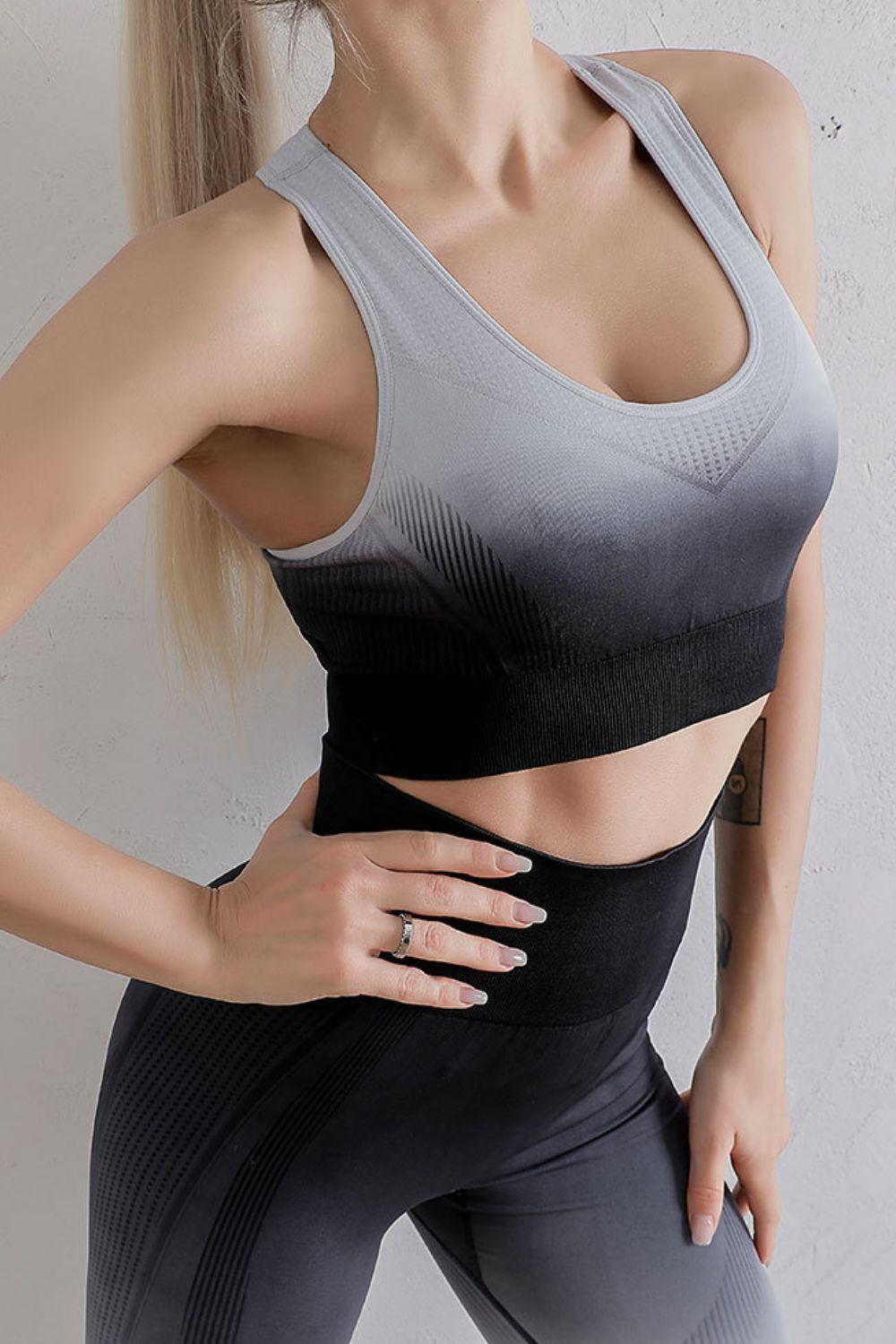 Young And Fit Gradient Leggings And Sports Bra Set - MXSTUDIO.COM