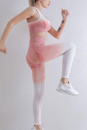Young And Fit Gradient Leggings And Sports Bra Set - MXSTUDIO.COM