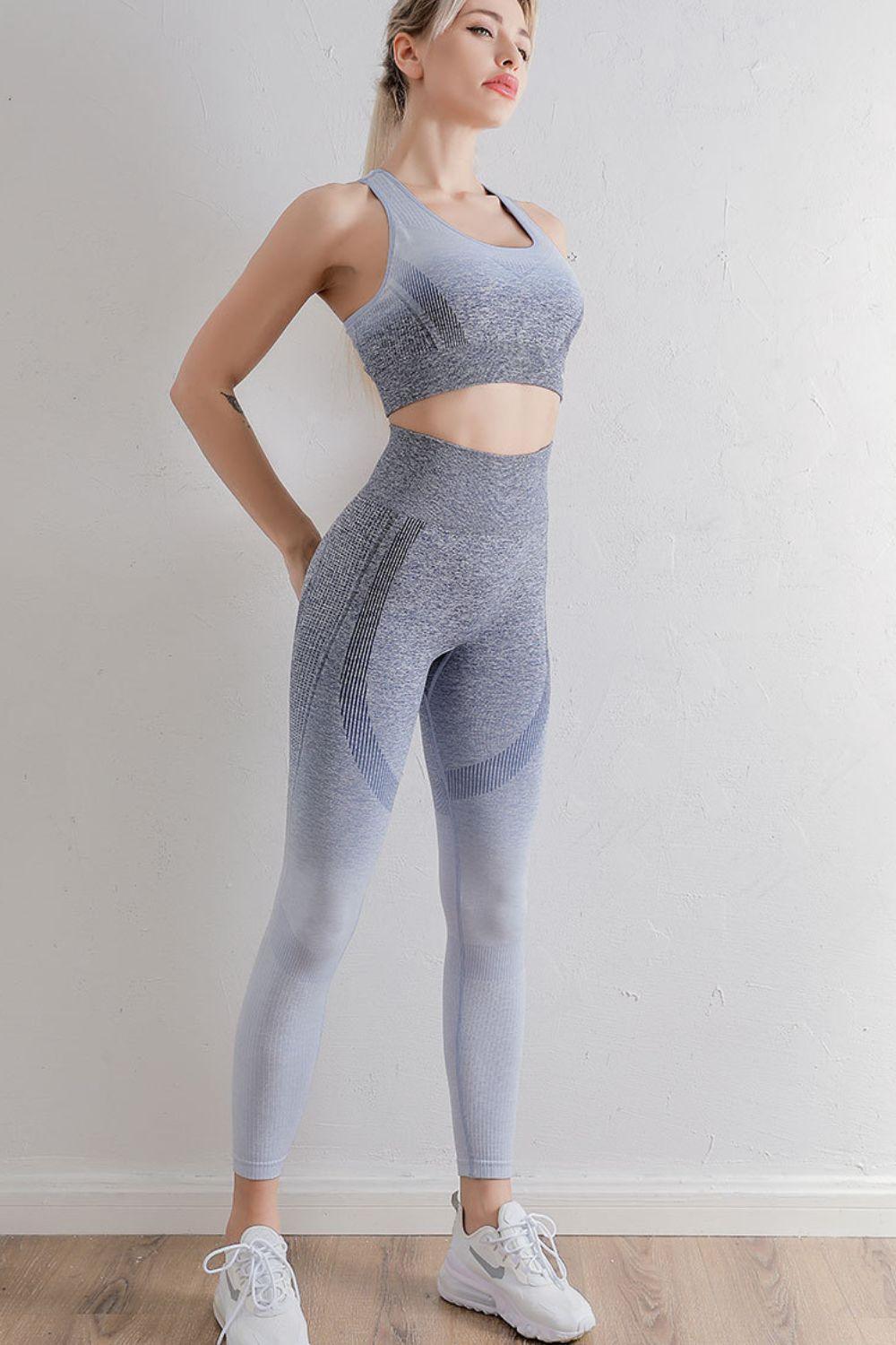 Young And Fit Gradient Leggings And Sports Bra Set - MXSTUDIO.COM