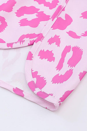 Young And Free Elastic Waist Pink Leopard Shorts - MXSTUDIO.COM