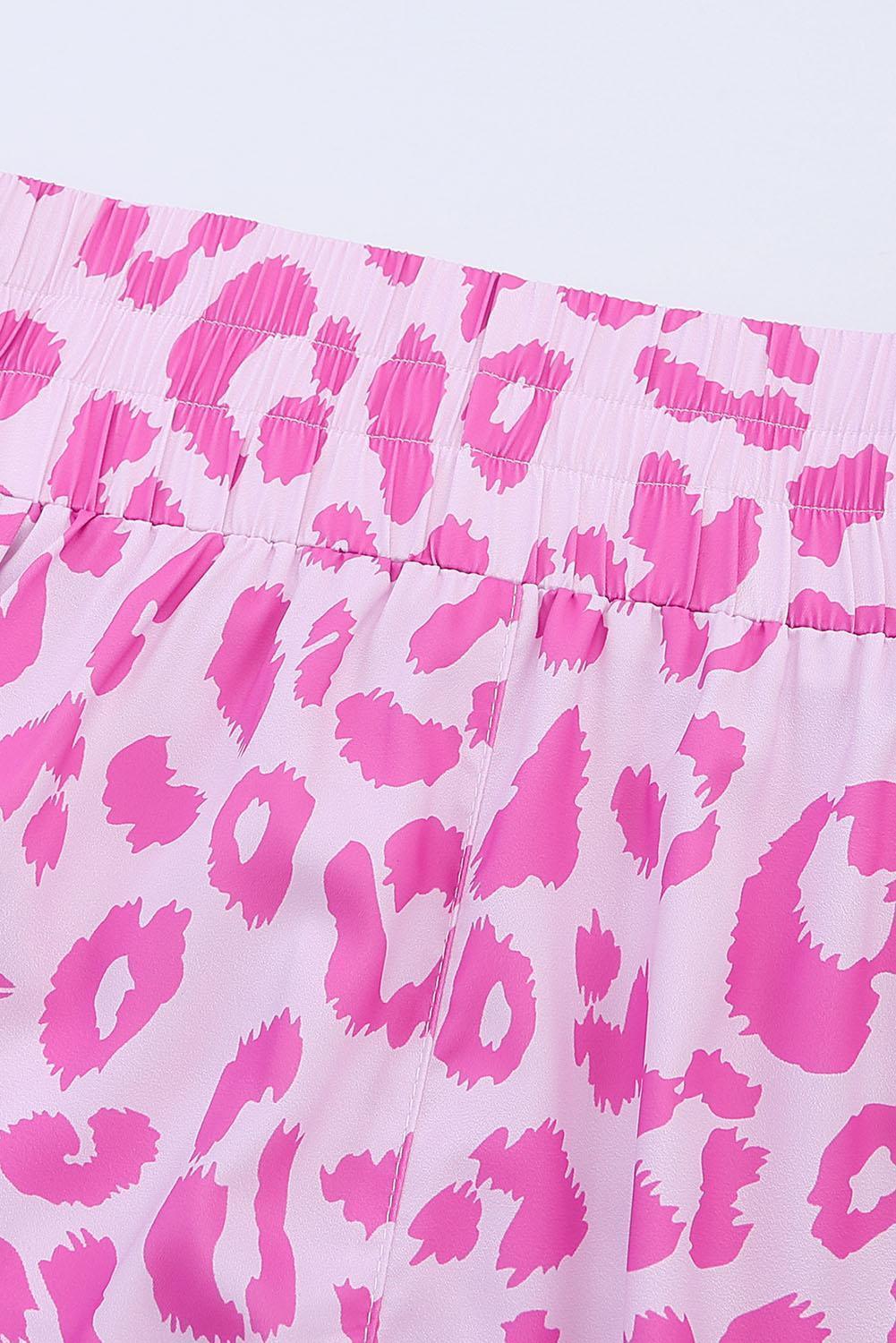 Young And Free Elastic Waist Pink Leopard Shorts - MXSTUDIO.COM