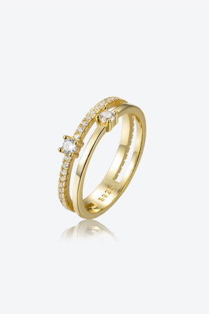 Your Happiness Sterling Silver Double-Layered Zircon Ring - MXSTUDIO.COM