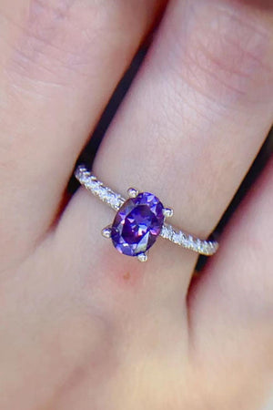 Yours Alone Platinum-Plated 1 Carat Purple Moissanite Ring - MXSTUDIO.COM