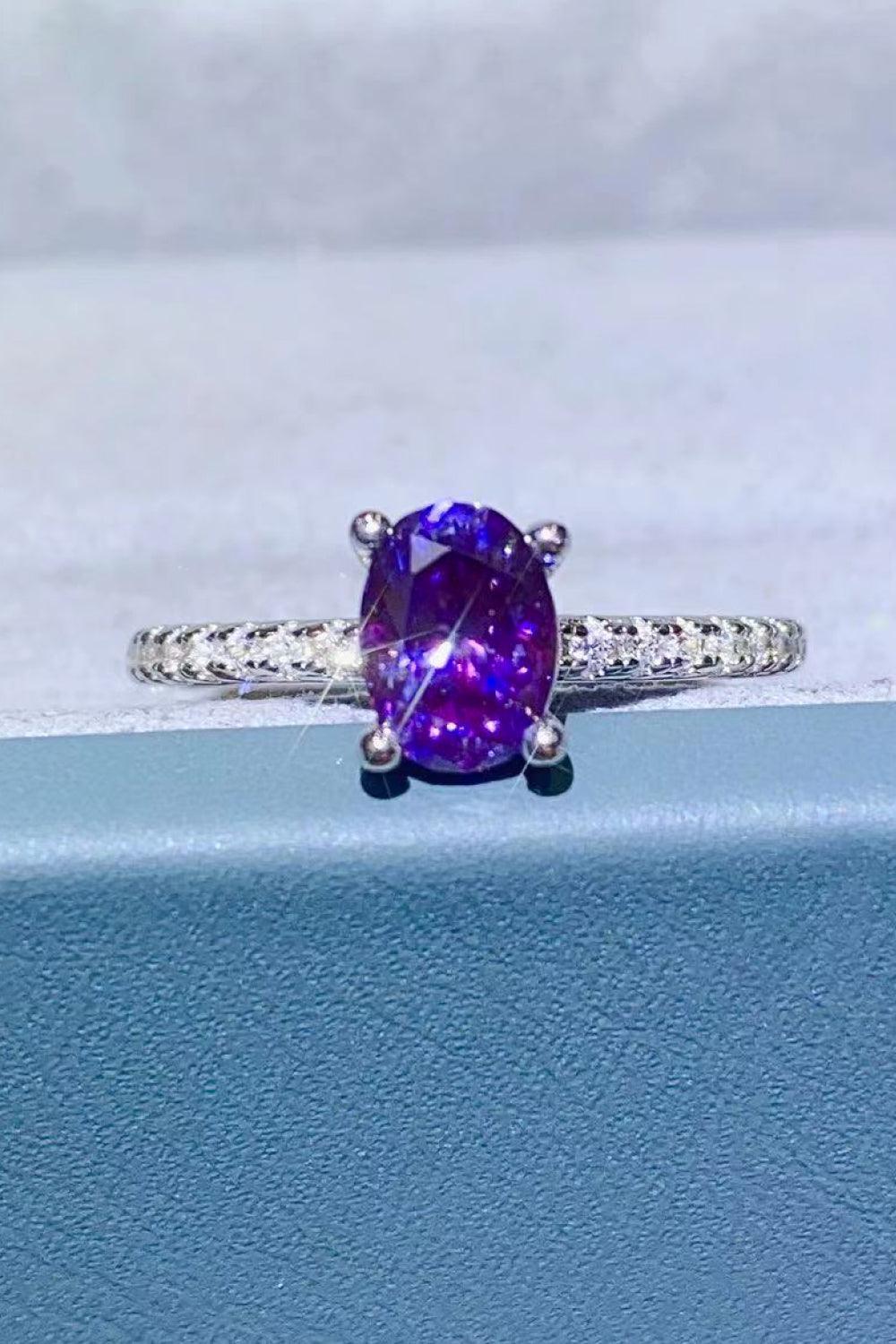 Yours Alone Platinum-Plated 1 Carat Purple Moissanite Ring - MXSTUDIO.COM