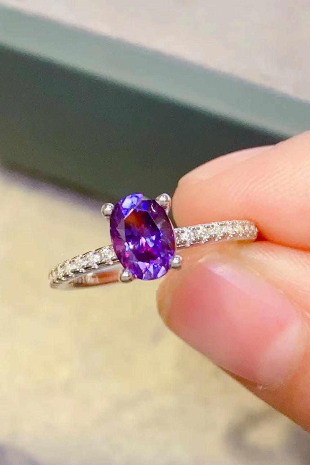 Yours Alone Platinum-Plated 1 Carat Purple Moissanite Ring - MXSTUDIO.COM