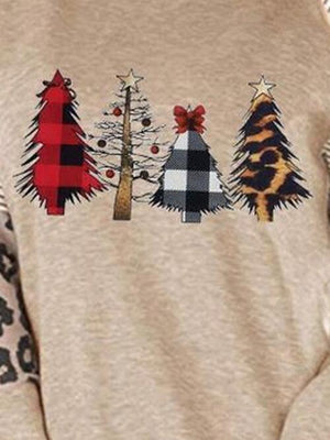 Yule-Tree Graphic Tan Christmas Sweatshirt-MXSTUDIO.COM