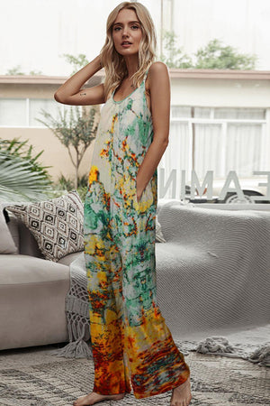 Zen Life Tie Dye Sleeveless Scoop Neck Jumpsuit - MXSTUDIO.COM