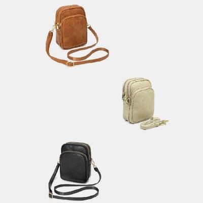 three different types of purses on a white background