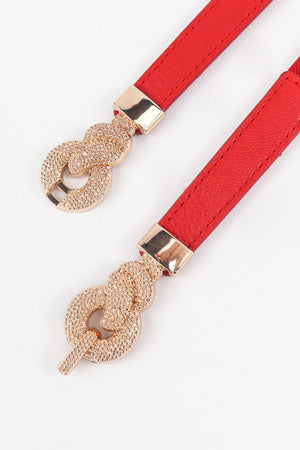 Zinc Alloy Buckle Women's Skinny Leather Belt - MXSTUDIO.COM