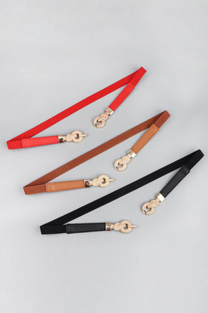 Zinc Alloy Buckle Women's Skinny Leather Belt - MXSTUDIO.COM