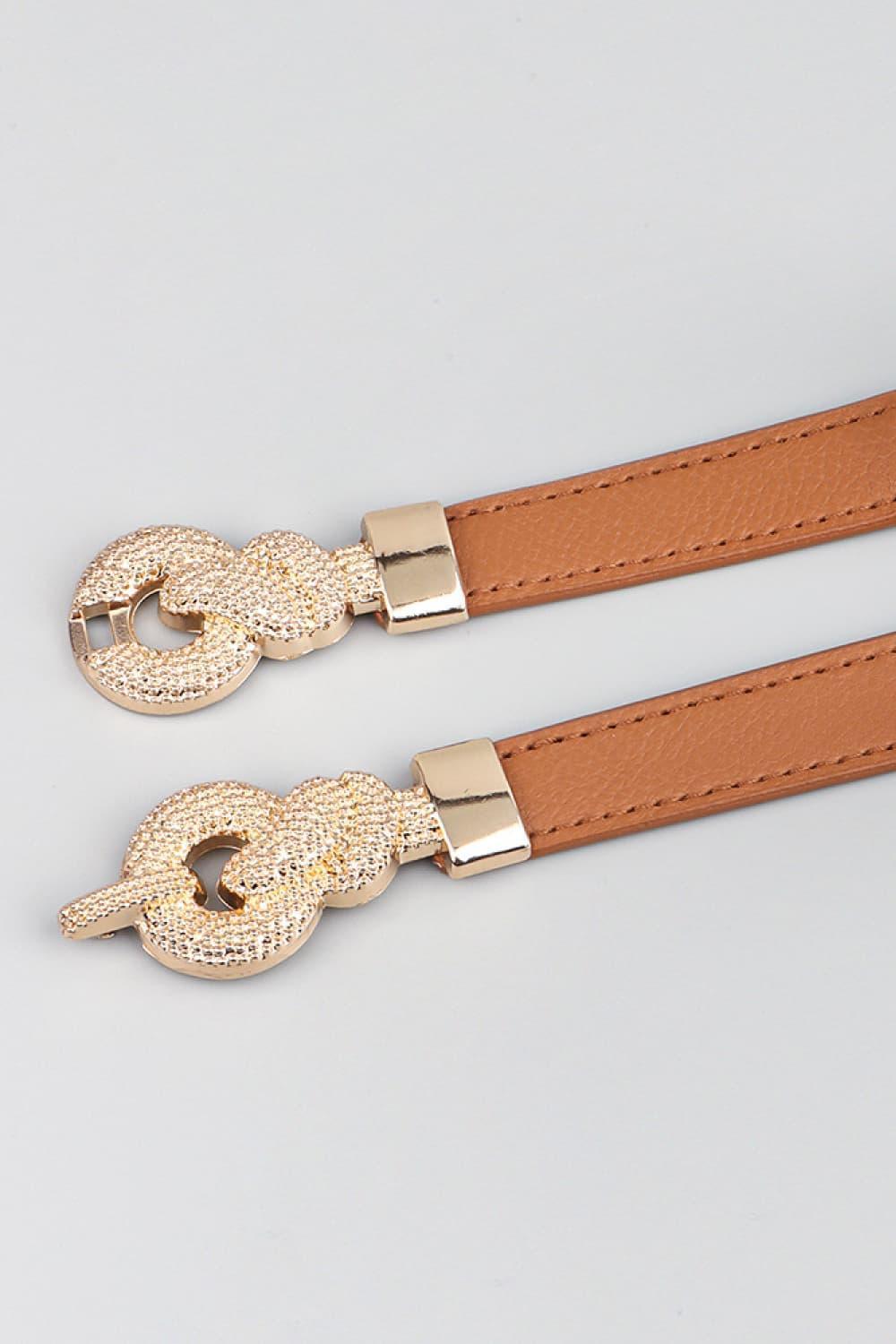 Zinc Alloy Buckle Women's Skinny Leather Belt - MXSTUDIO.COM