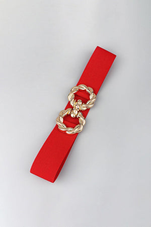 Zinc Alloy Double Buckle Waist Elastic Belt - MXSTUDIO.COM