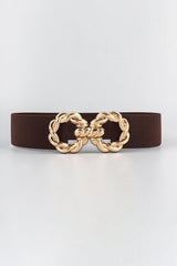 Zinc Alloy Double Buckle Waist Elastic Belt - MXSTUDIO.COM