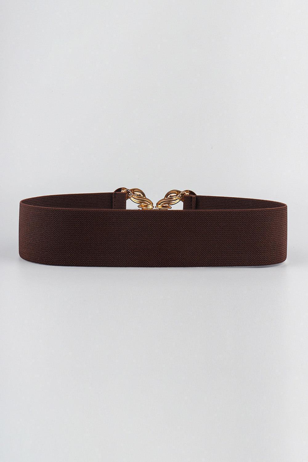 Zinc Alloy Double Buckle Waist Elastic Belt - MXSTUDIO.COM