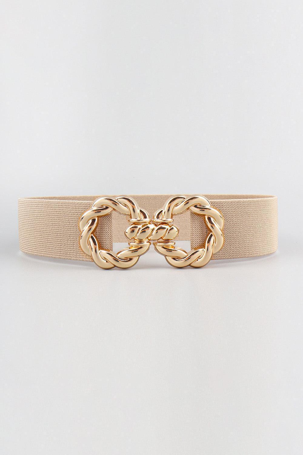 Zinc Alloy Double Buckle Waist Elastic Belt - MXSTUDIO.COM