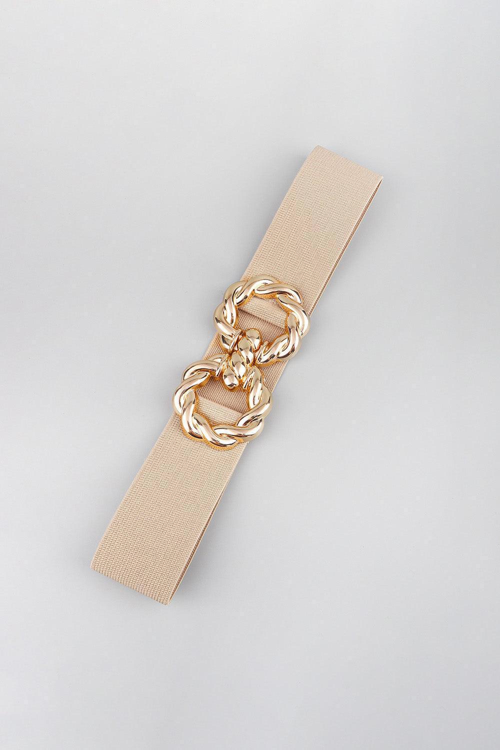 Zinc Alloy Double Buckle Waist Elastic Belt - MXSTUDIO.COM