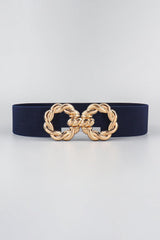 Zinc Alloy Double Buckle Waist Elastic Belt - MXSTUDIO.COM