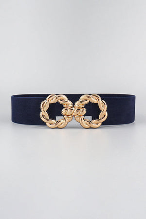 Zinc Alloy Double Buckle Waist Elastic Belt - MXSTUDIO.COM