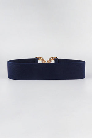 Zinc Alloy Double Buckle Waist Elastic Belt - MXSTUDIO.COM