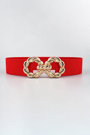 Zinc Alloy Double Buckle Waist Elastic Belt - MXSTUDIO.COM