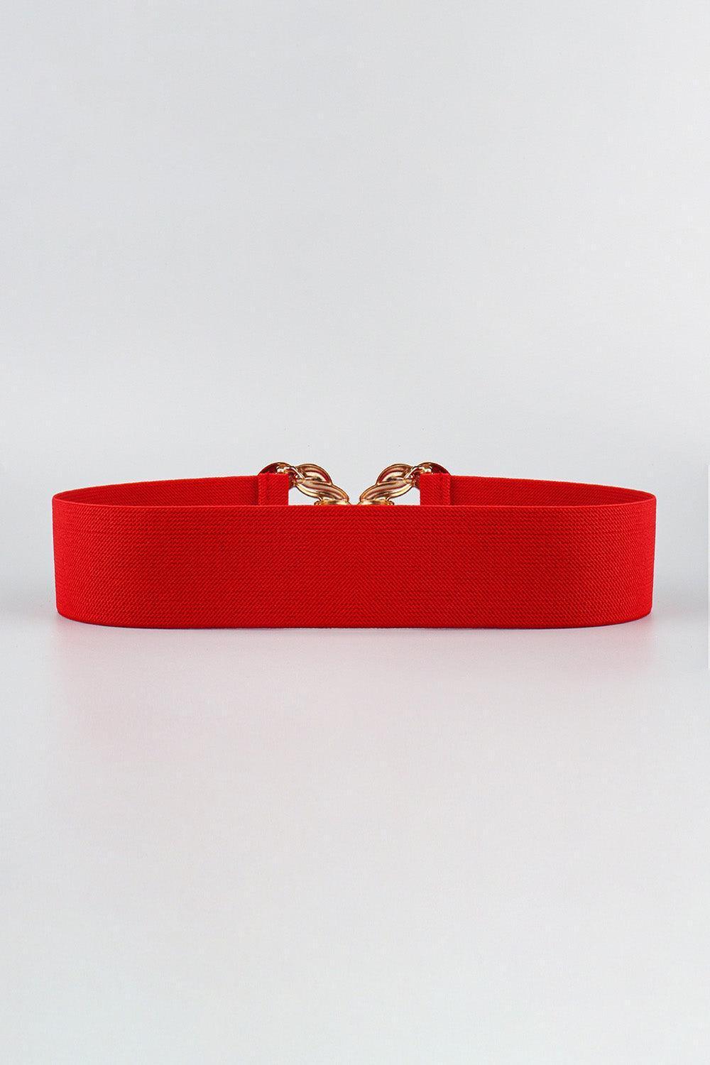 Zinc Alloy Double Buckle Waist Elastic Belt - MXSTUDIO.COM