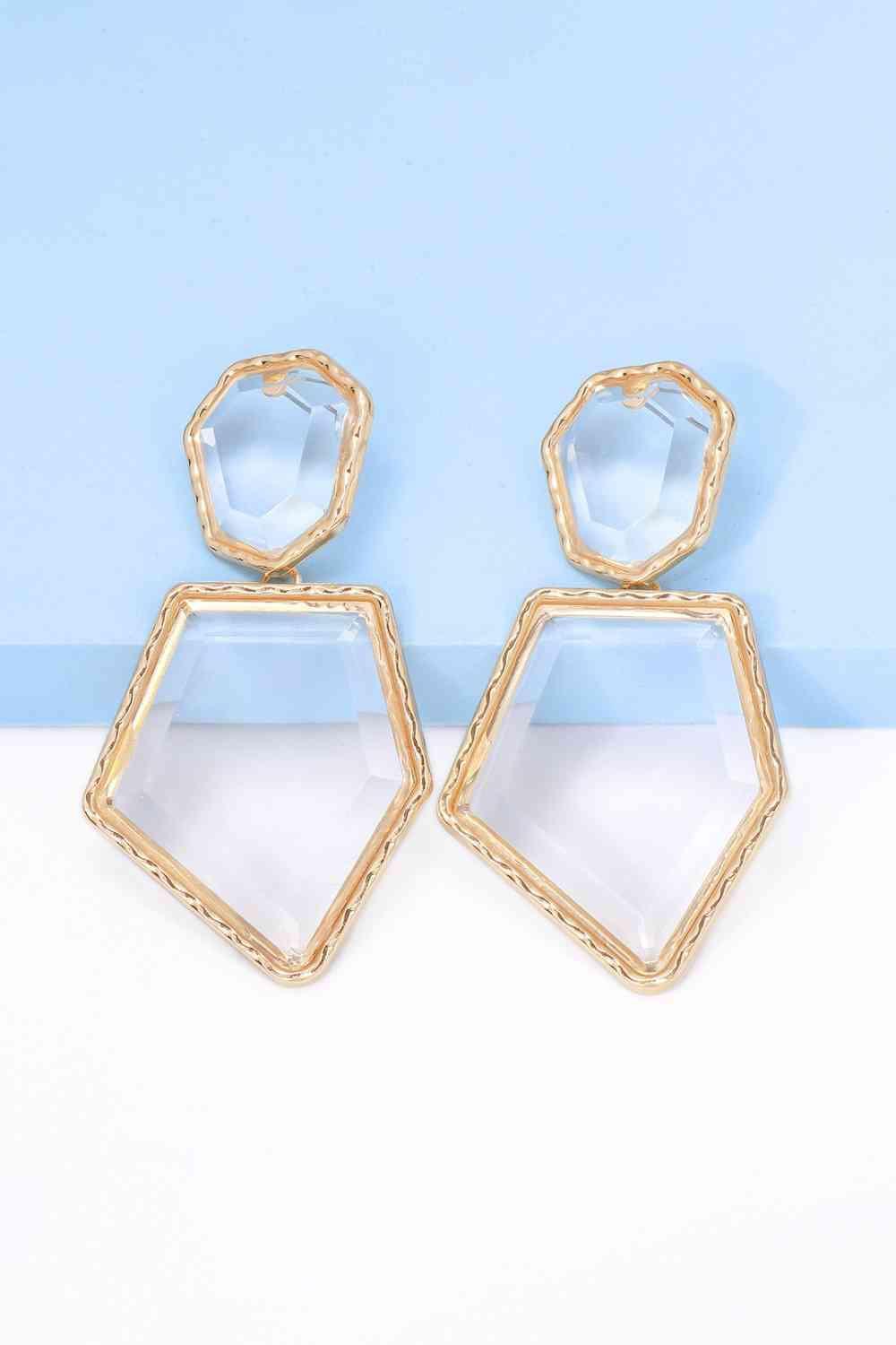 Zinc Alloy Frame Resin Geometric Dangle Earrings-MXSTUDIO.COM