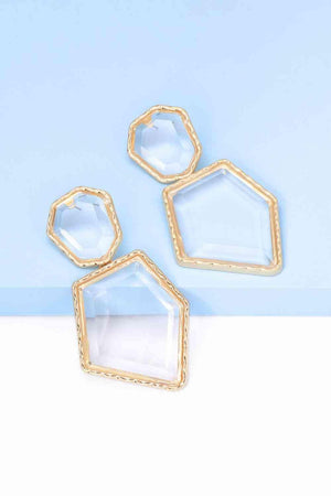 Zinc Alloy Frame Resin Geometric Dangle Earrings-MXSTUDIO.COM