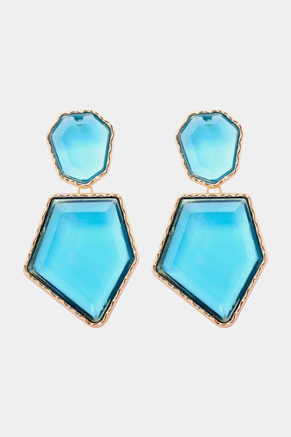 Zinc Alloy Frame Resin Geometric Dangle Earrings-MXSTUDIO.COM