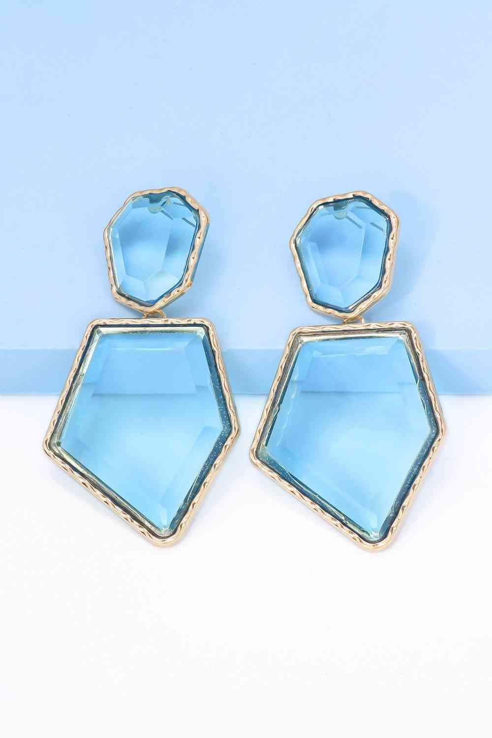 Zinc Alloy Frame Resin Geometric Dangle Earrings-MXSTUDIO.COM