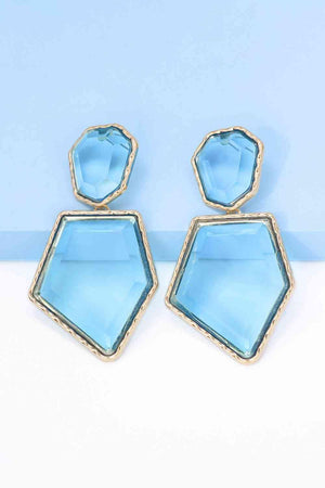 Zinc Alloy Frame Resin Geometric Dangle Earrings-MXSTUDIO.COM