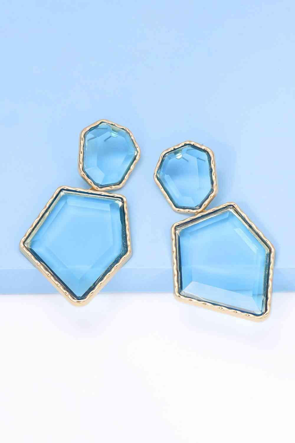 Zinc Alloy Frame Resin Geometric Dangle Earrings-MXSTUDIO.COM