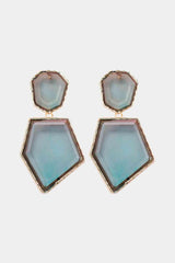 Zinc Alloy Frame Resin Geometric Dangle Earrings-MXSTUDIO.COM