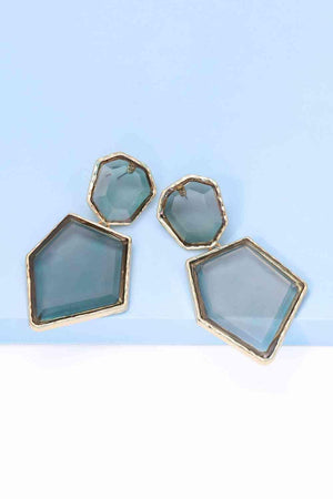 Zinc Alloy Frame Resin Geometric Dangle Earrings-MXSTUDIO.COM