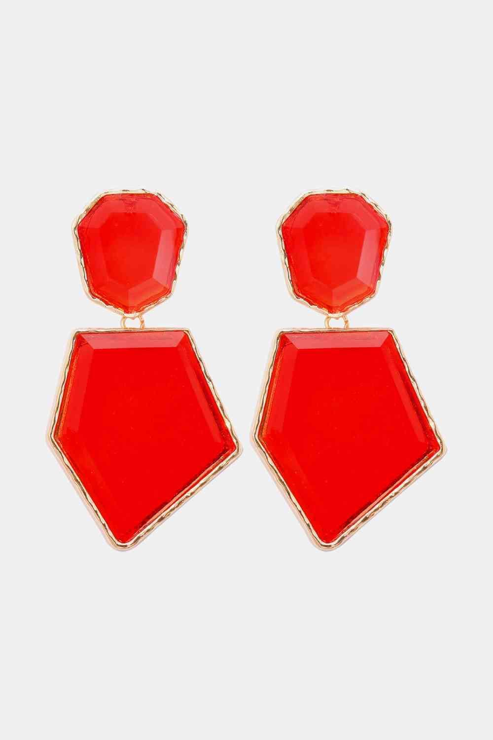 Zinc Alloy Frame Resin Geometric Dangle Earrings-MXSTUDIO.COM