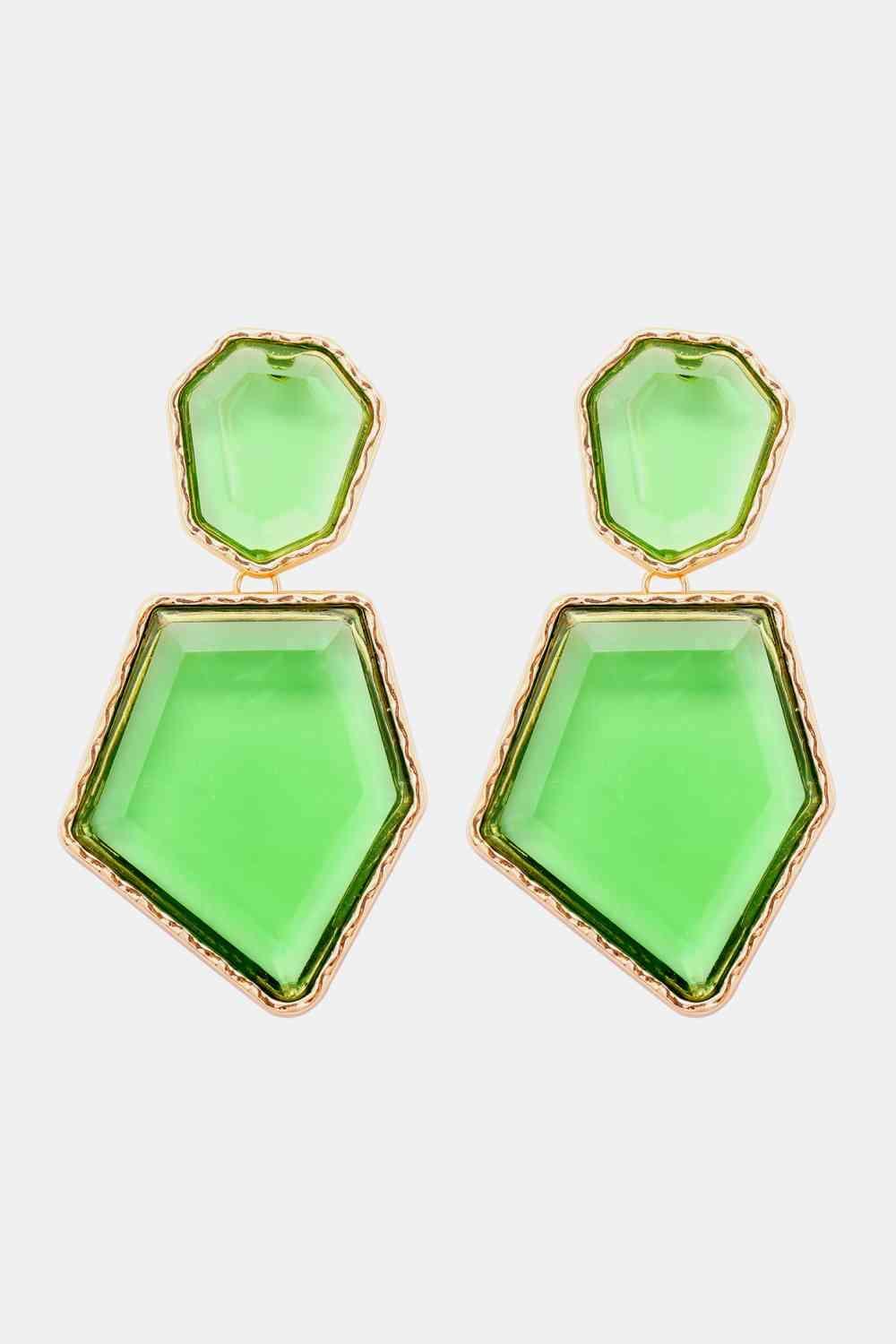 Zinc Alloy Frame Resin Geometric Dangle Earrings-MXSTUDIO.COM