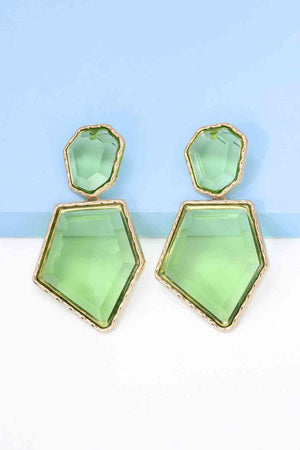 Zinc Alloy Frame Resin Geometric Dangle Earrings-MXSTUDIO.COM