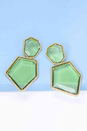 Zinc Alloy Frame Resin Geometric Dangle Earrings-MXSTUDIO.COM